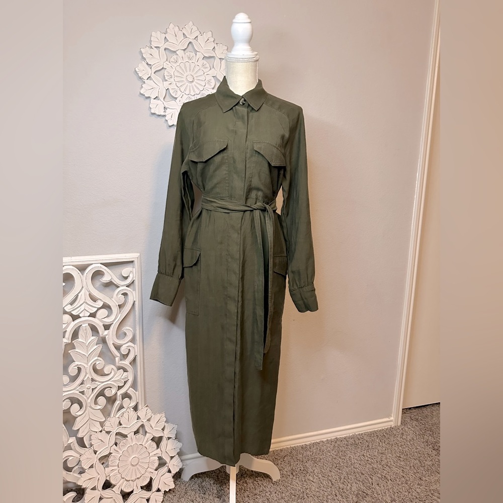 H&M UTILITY STYLE MIDI DRESS/kimono long sleeve size 2 worn only once!